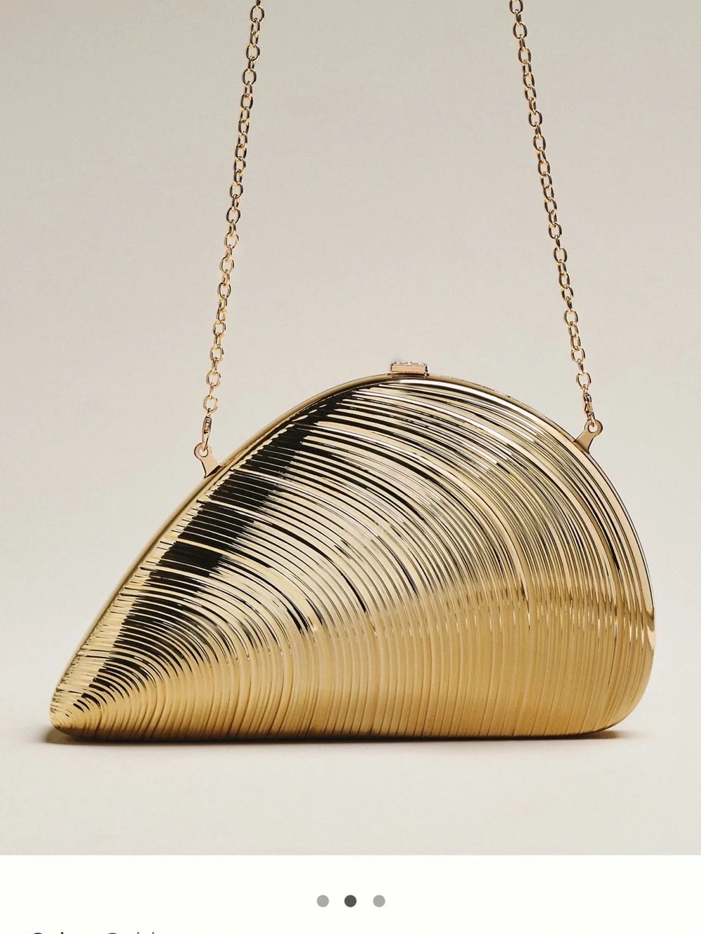 new acrylic Gold Metallic sea Shell Clutch crossbody Chain